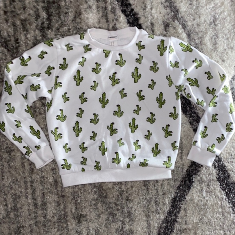 Cute cactus white sweatshirt